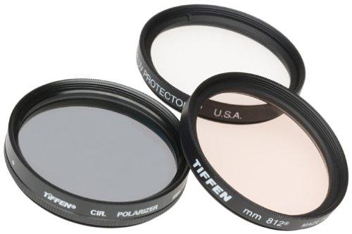 Tiffen 55mm Photo Essentials Kit with UV Protector, 812 Color Warming, Circular Polarizing Glass Filters and 4 Pocket Pouch Single