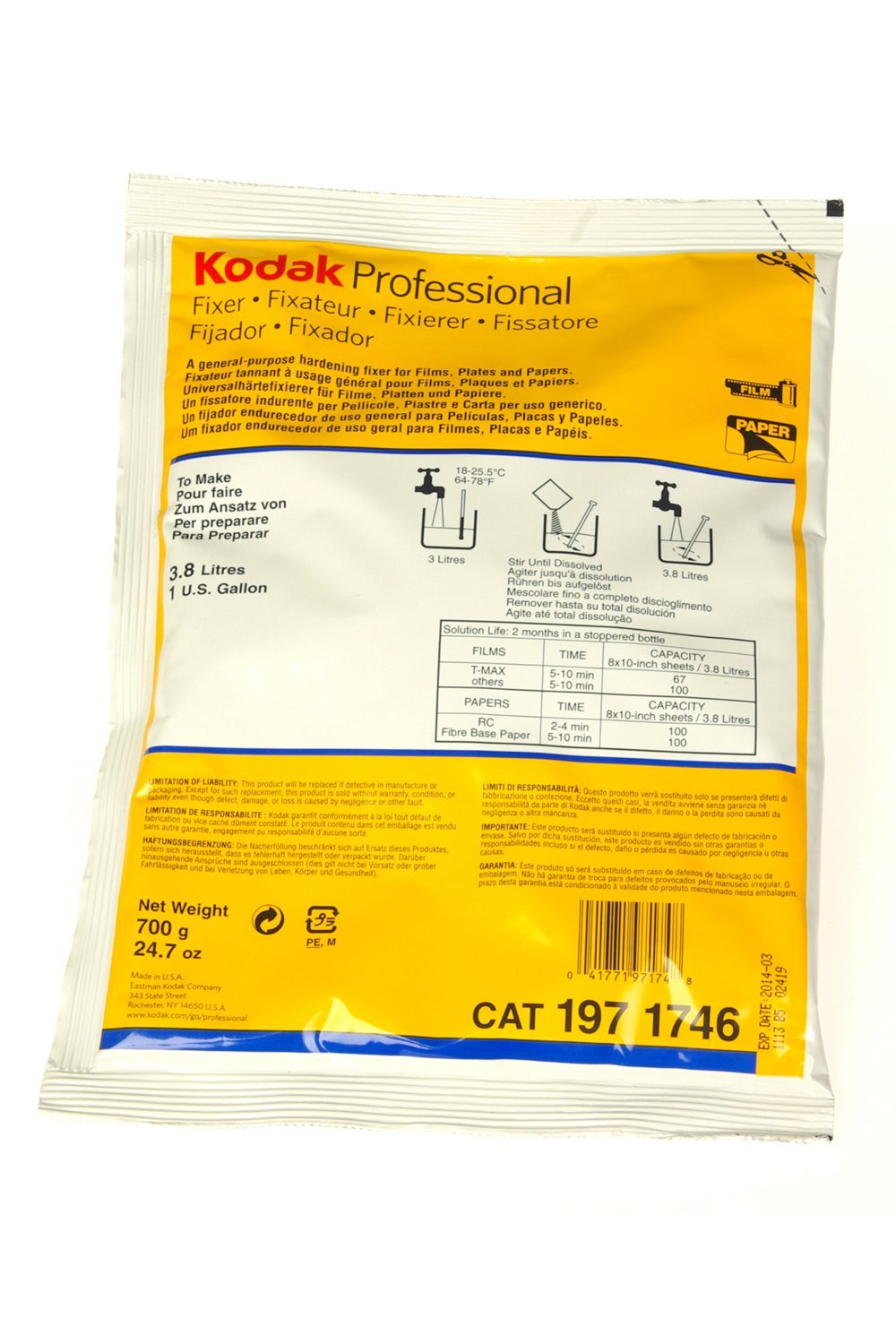 KODAK Fixer for Paper and Film, 1Gallon Mix