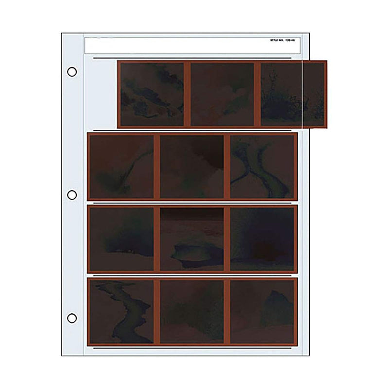 Print File 120 Size Negative Pages Holds Four Strips of Three 6x6 Frames, Pack of 100