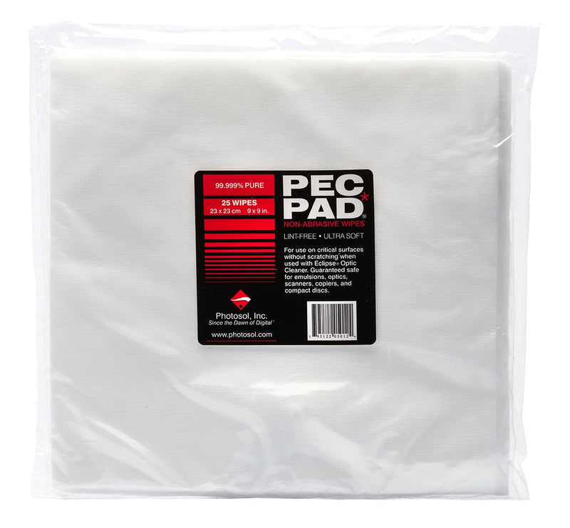 PEC-PAD Lint Free Wipes 9”x9” Extra Large Non-Abrasive Ultra Soft Cloth for Cleaning Sensitive Surfaces. Camera, Lens, Filters, Film, Scanners, Telescopes, Microscopes, Binoculars. (25 Sheets Per/Pkg)