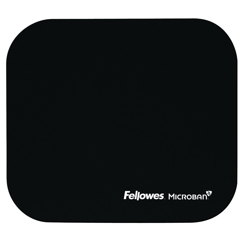 Fellowes 5933901 Mouse Pad w/Microban, Nonskid Base, 9 x 8, Black (FEL5933901), 8" x 9" x 0.1"