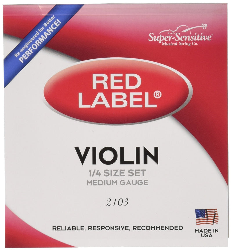 Super Sensitive 1/4 Orchestra Tension Red Label Violin Strings (2103)
