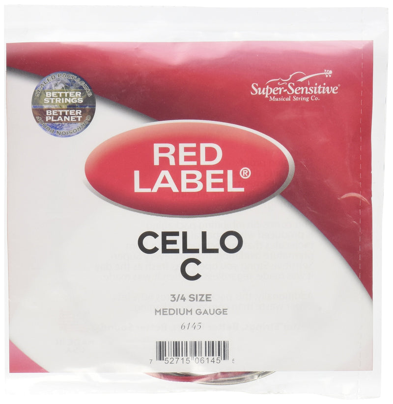 Super Sensitive Red Label 6145 Cello C String, 3/4