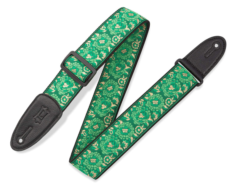 Levy's Leathers M8AS-GRN Asian Print Jacquard Weave Guitar Strap, Green