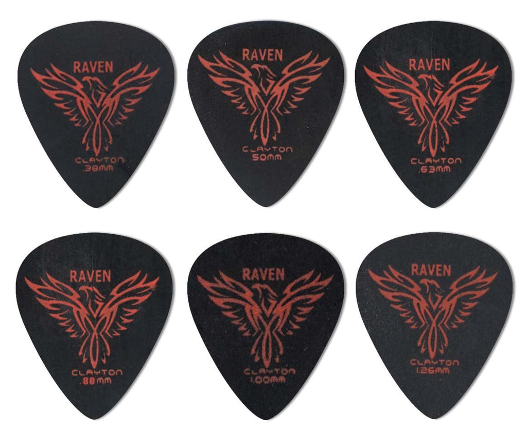 Clayton Black Raven Guitar Picks (Select from gauges .38mm - 1.26mm) 0.38mm