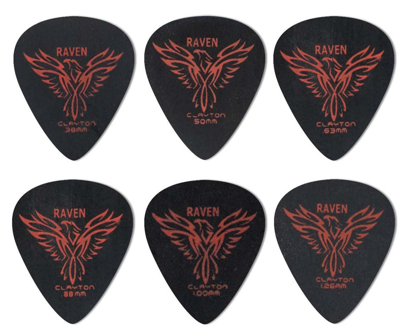 Clayton Black Raven Guitar Picks (Select from gauges .38mm - 1.26mm) 0.38mm