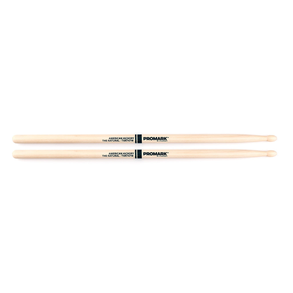 Promark TXR747W American Hickory Natural Wood Tip, Single Pair, Unlacquered