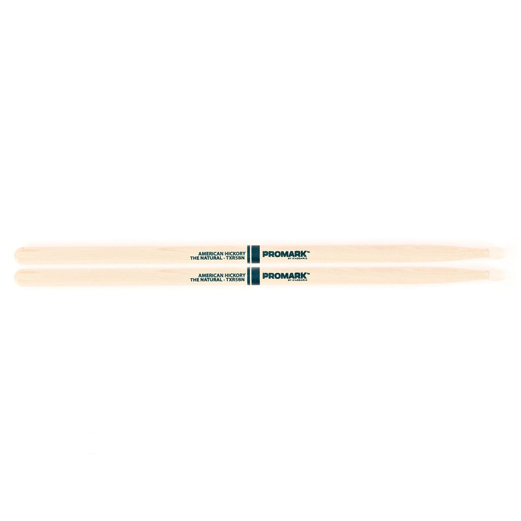 Promark TXR5BN American Hickory Natural Nylon Tip, Single Pair, Unlacquered