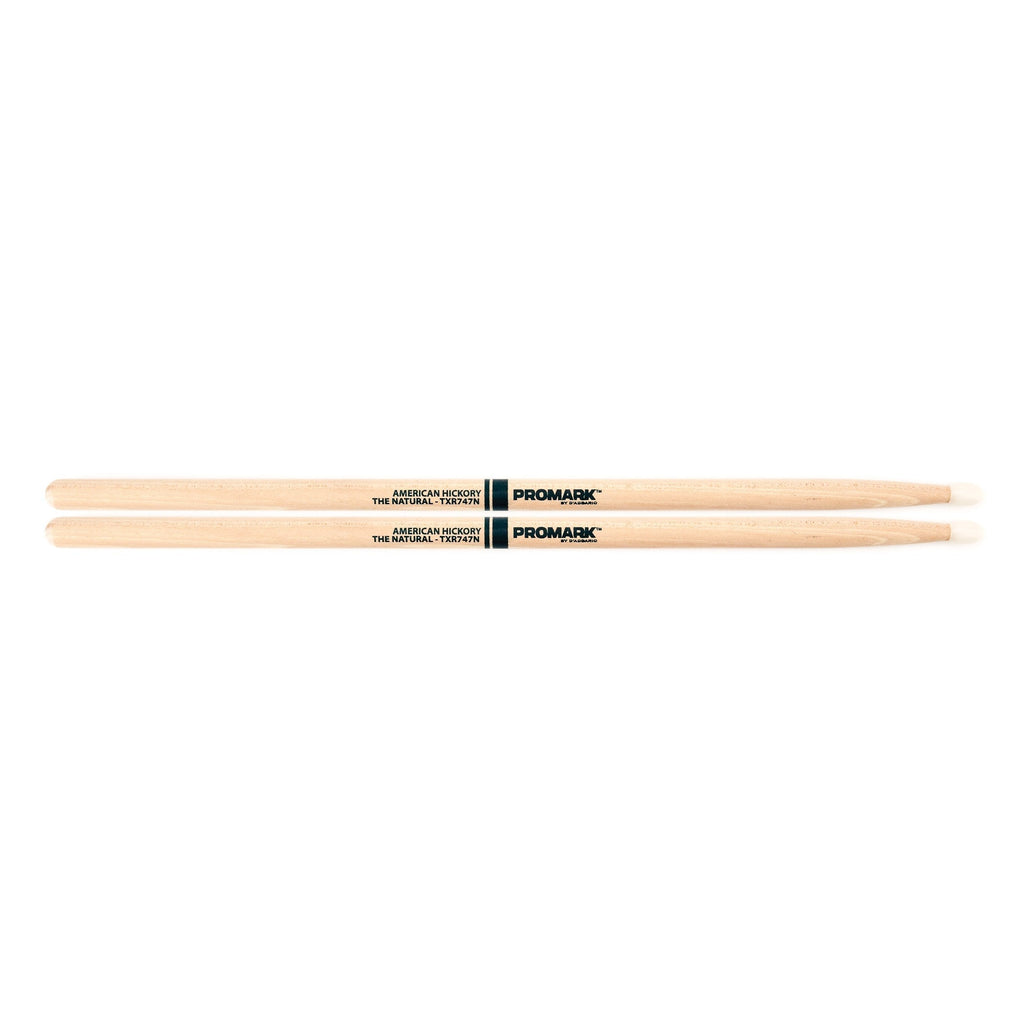 Promark TXR747N American Hickory Natural Nylon Tip, Single Pair, Unlacquered