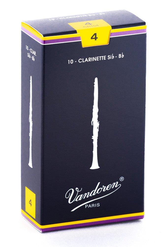 Vandoren CR104 Bb Clarinet Traditional Reeds Strength 4; Box of 10