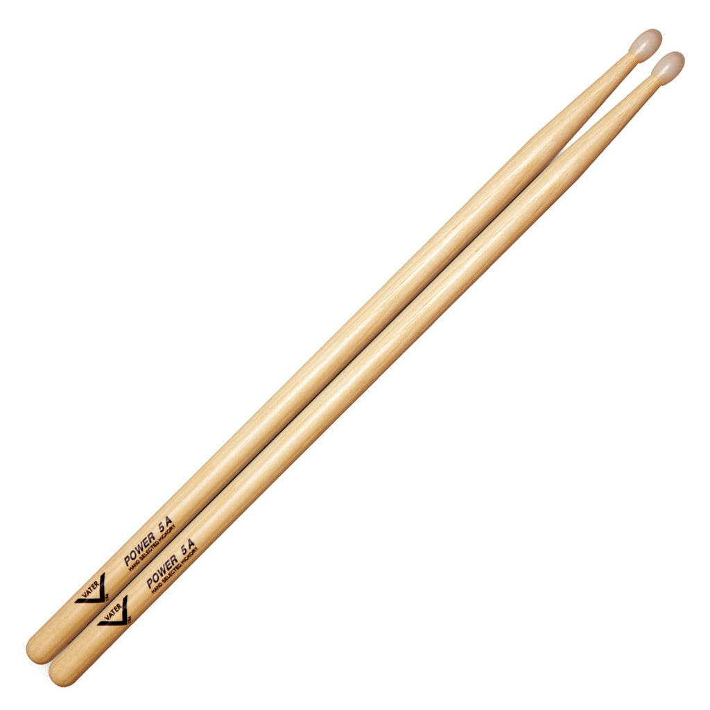 Vater Power 5A Nylon Tip Hickory Drum Sticks, Pair