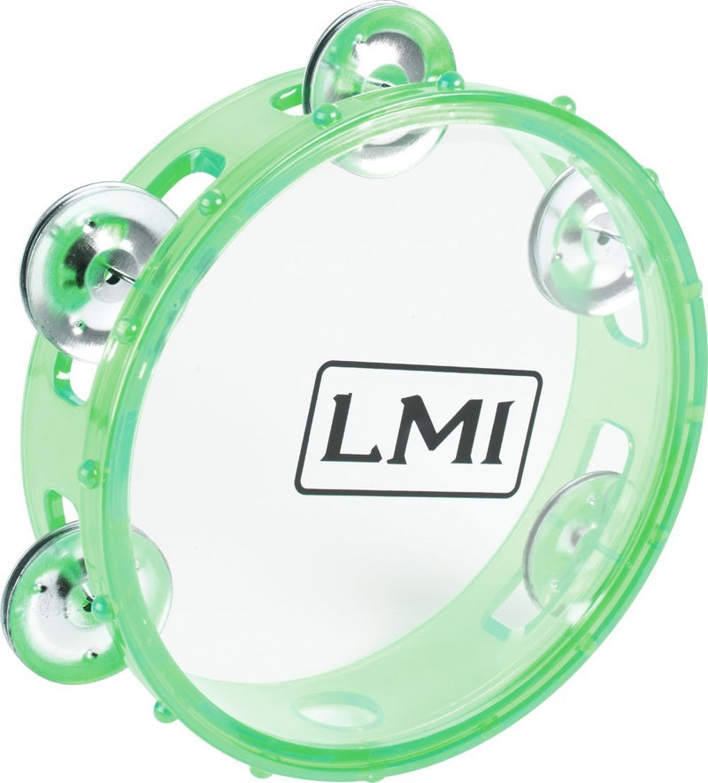 LMI Transparent Tambourine with Head Green 15CM