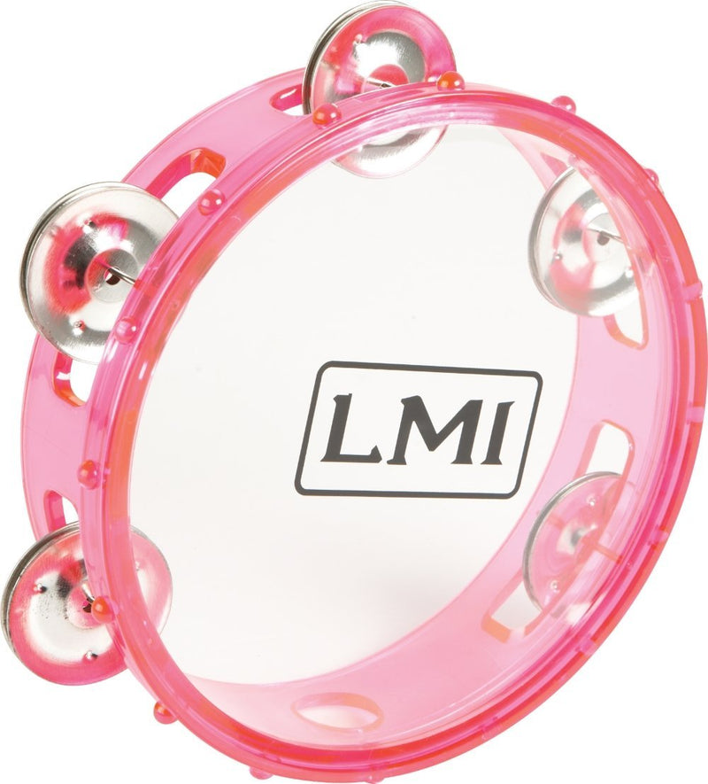 LMI Transparent Tambourine with Head Pink 15CM