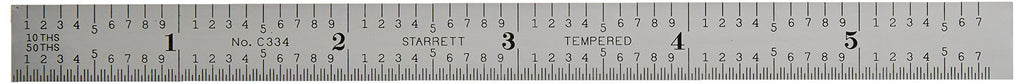 Starrett C334-150 2-Sided 6" Steel Ruler 1-(Pack)