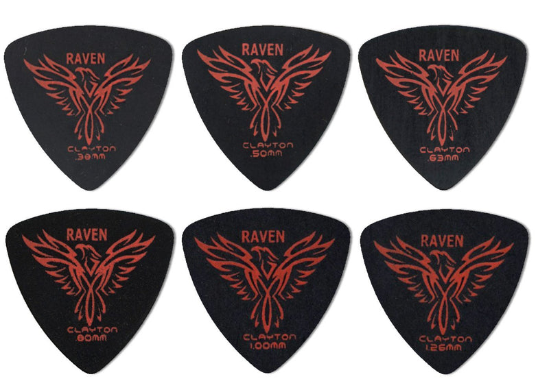 Clayton Black Raven Guitar Picks (Select from gauges .38mm - 1.26mm)