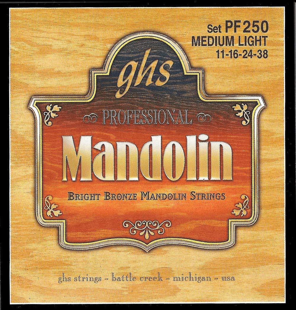 GHS Strings PF250 Bright Bronze Mandolin Strings, Medium Light (.011-.038)