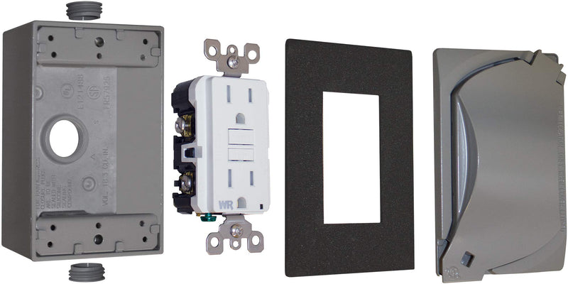Sigma Engineered Solutions, Gray Sigma Electric 16449 TRWR GFCI Receptacle Kit with Universal Cover