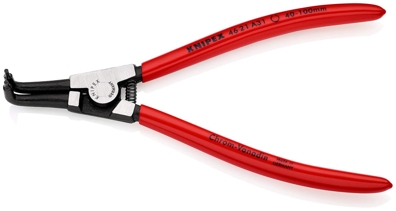 KNIPEX - 46 21 A31 Tools - Precision Circlip Pliers, External, 90 Degree Angled, 1 37/64"-3 15/16" Shaft Dia. (4921A31), 8.50