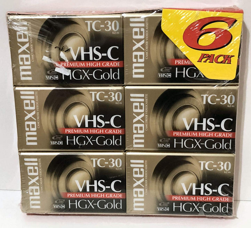 Maxell VHS-C Camcorder, HGX-Gold TC-30, 6-Pack