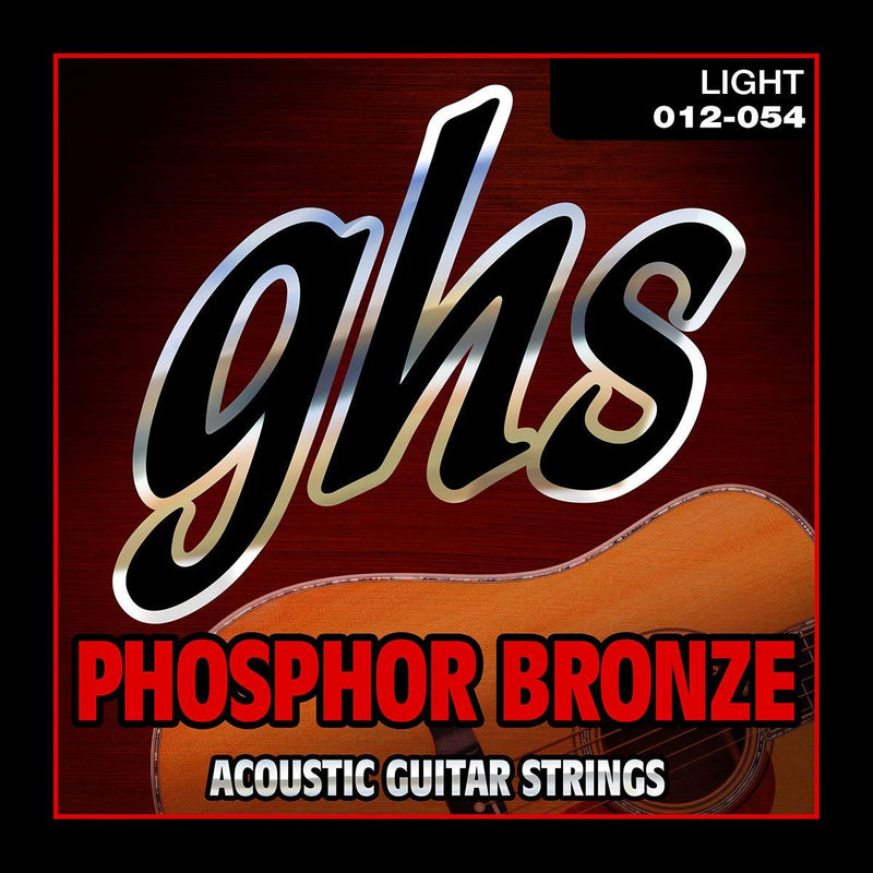 GHS Strings S325 Phosphor Bronze Acoustic Guitar Strings, Light (.012-.054) Single Set