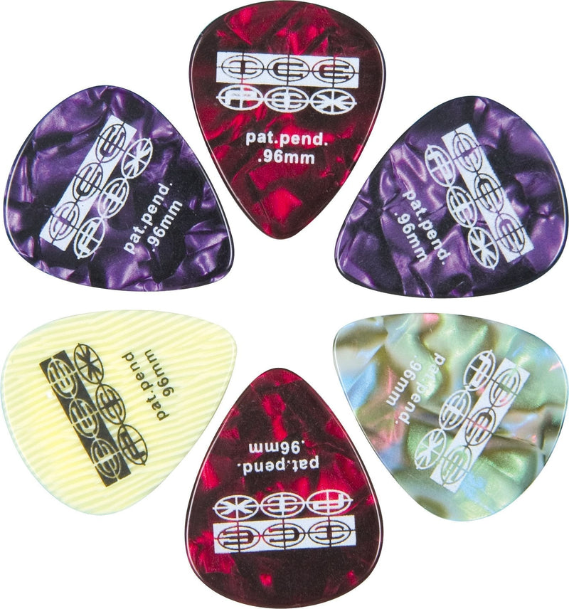 Ice Pix SC96 Stix Celluloid Guitar Picks, 6-Piece, 0.96mm, Assorted Colors