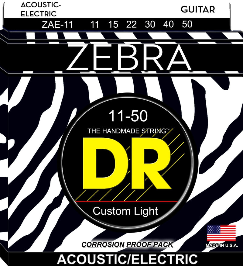 DR Strings Zebra - Acoustic-Electric Round Core 11-50 Original Version