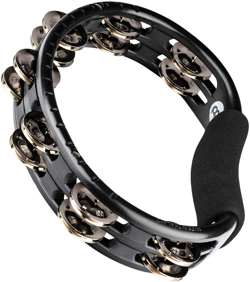 Meinl Percussion Handheld Synthetic Tambourine, Black, 10" (TMT1-BK) Plated steel