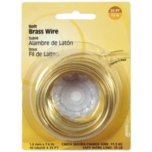 The Hillman Group 123120 28 Gauge Brass Wire with 75-Feet Dispenser Pack