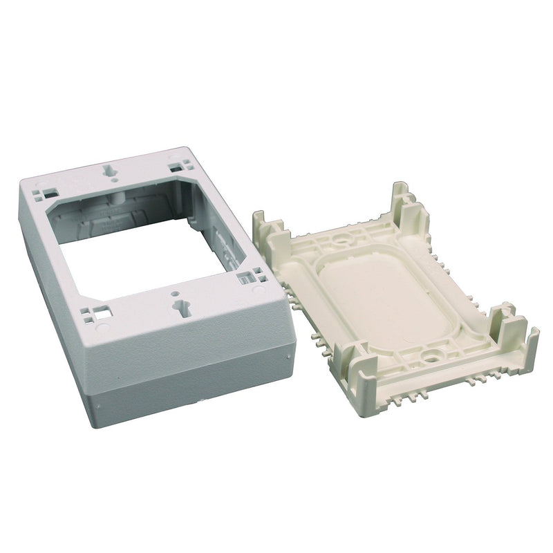 Wiremold Plastic Nonmetallic Raceway, Extending Power, On-Wall Deep Box, White, NMW3
