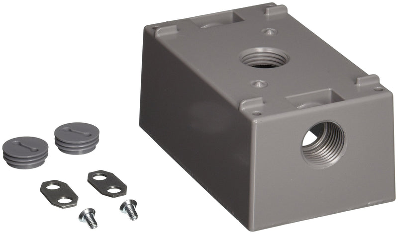 BELL 5320-5 Weatherproof Box Three 1/2 in. Threaded Outlets, 1-Gang, Gray