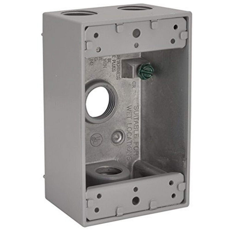 BELL 5321-5 Raco Weatherproof Outlet Box, 1 Gang, 18.3 Cu-in X 4-1/2 in L X 2-3/4 in W X 2 in D, 4-1/2" x 2-3/4", Product Specific