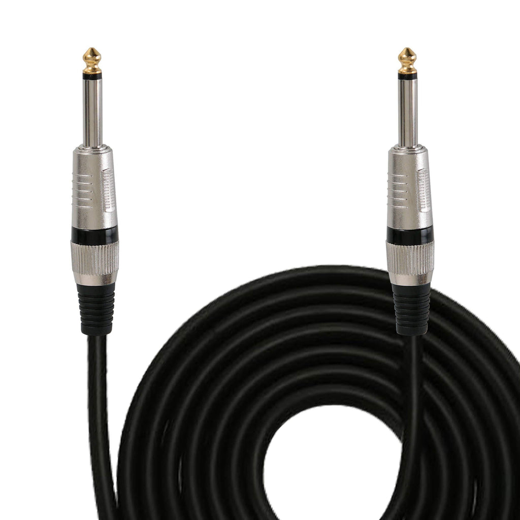 [AUSTRALIA] - 1/4" to 1/4" Audio Cord - ¼" to ¼ Inch Mono Jack Male Connection 15 ft 12 Gauge Black Heavy Duty Professional Speaker / Guitar Cable Wire - Delivers Sound - Pyle Pro PPJJ15 15 Feet 