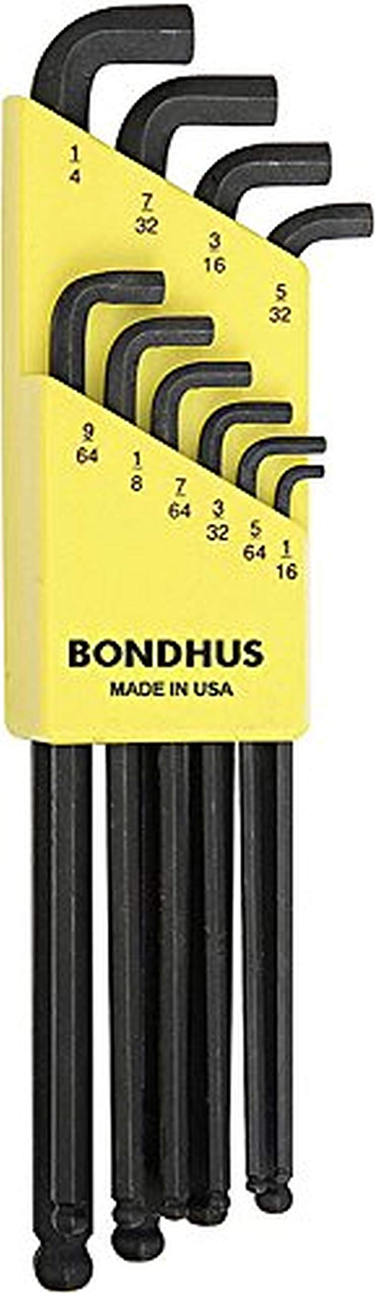 Bondhus 16538 Set of 10 Balldriver Stubby L-wrenches, sizes 1/16-1/4"
