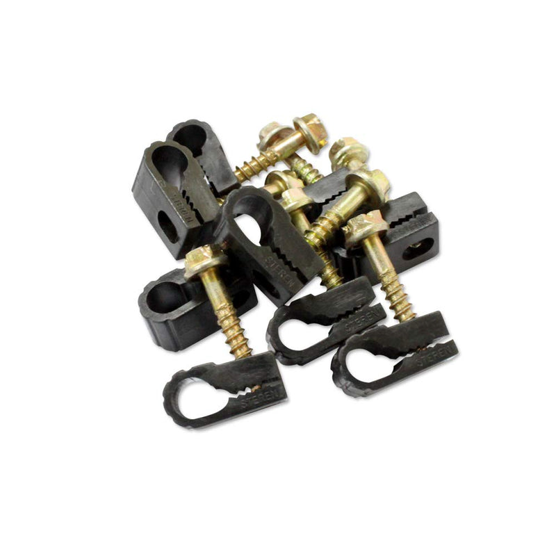 Coaxial Cable Clips - Cable Holder - Wire Clips - Siding Clips For Hanging - Cord Holder For Desk - Cable Clamps - Cord Clip - Wire Organizer Clips - Tv Mount Screws - Black - 100 Pack - STEREN 100 count - Single Screw