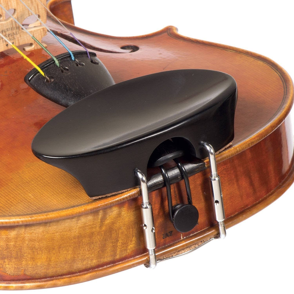 Flat Flesch 4/4 Violin Chinrest - Ebony with Standard Bracket