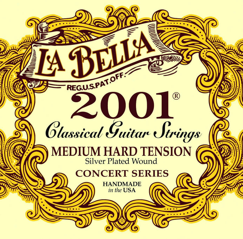 La Bella 2001MED-HARD Concert Series, Classical Guitar Strings, Silver Plated, Medium-Hard Tension