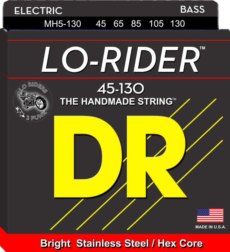 DR Strings Lo-Rider - Stainless Steel Hex Core 5 String Bass 45-130