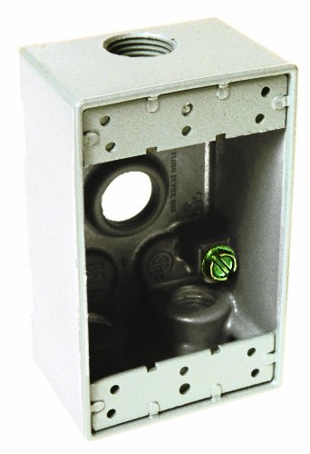 Hubbell-Bell 5321-1 Single Gang Weatherproof Box with 4-1/2-Inch Outlets, White