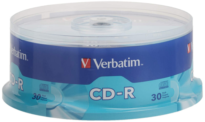 Verbatim CD-R 700MB 80 Minute 52x Recordable Disc for Data and Music- 30 Pack Spindle, Silver Branded Surface 30pk Standard Packaging