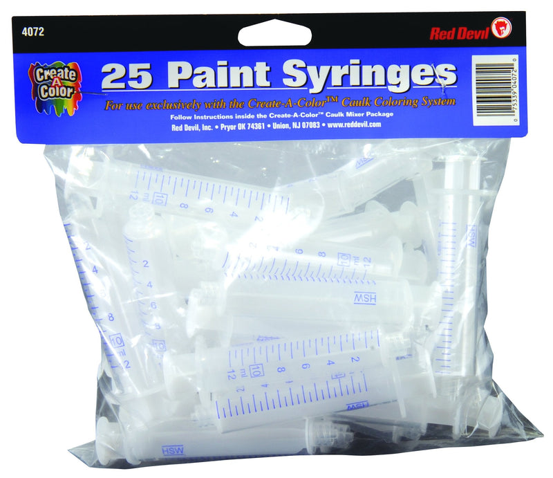Red Devil 4072 Create-A-Color Syringes, Clear, 25 Count