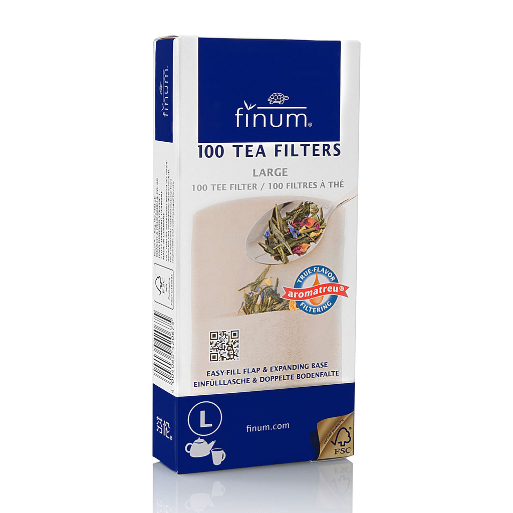 Finum Disposable Paper Tea Filter Bags for Loose Tea, Brown, Large, 100 Count Large - Natural