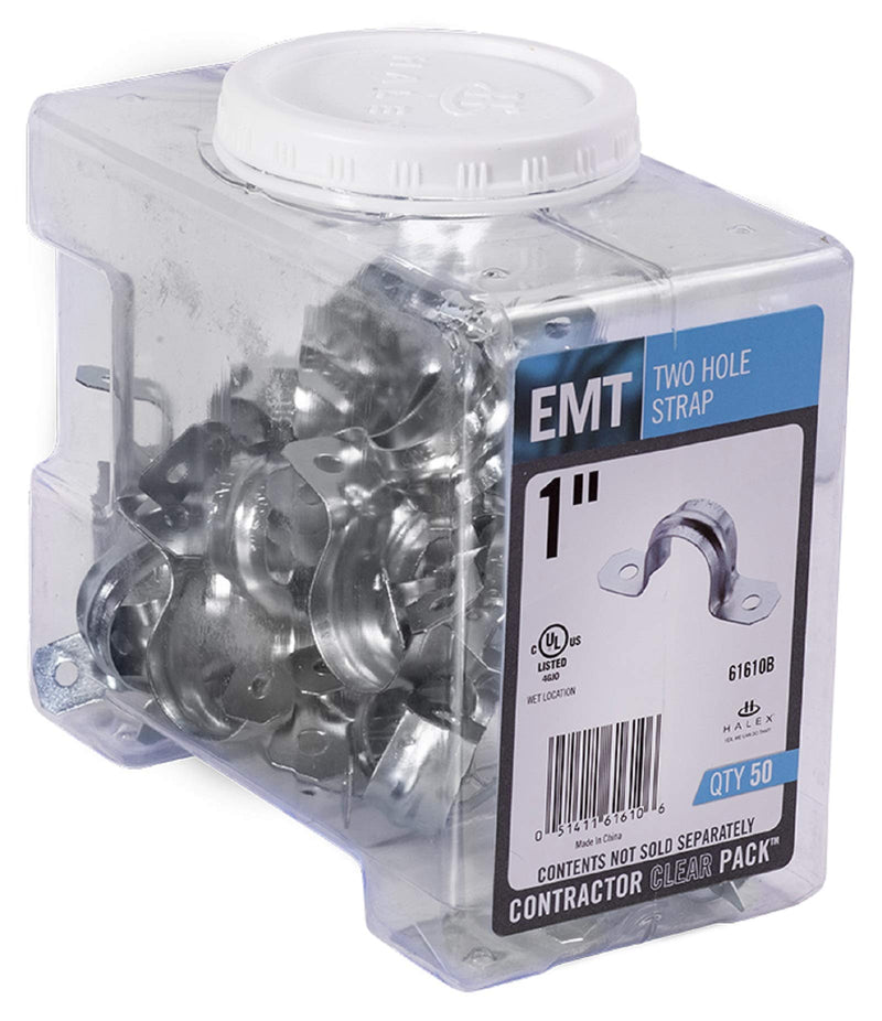 [AUSTRALIA] - Halex, 1 in. Electrical Metallic Tube (EMT) 2-Hole Strap , 61610B, 50 per pack 1" in. Trade Size, 50 Per Pack 