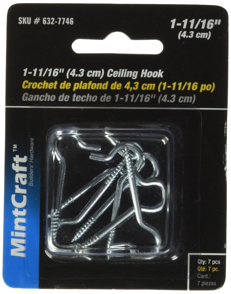 MINTCRAFT LR307 Number-12 Ceiling Hook, Zinc, 7-Pack