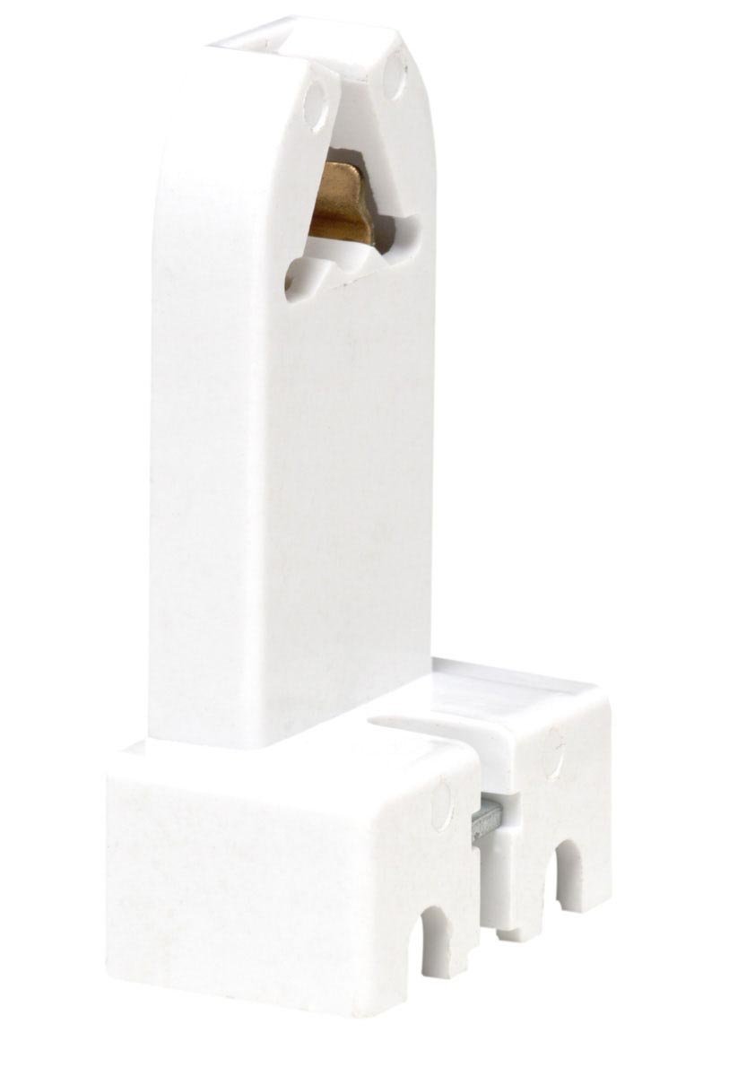 Leviton 390-1W Medium Base, Bi-Pin, Standard Fluorescent Lampholder, Pedestal, Screw Mount, Turn-Type, 2-Screw Terminal, White