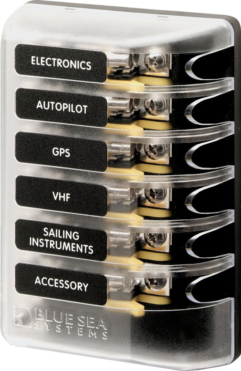 Blue Sea Systems ST Glass 6 Circuit Fuse Block with Cover