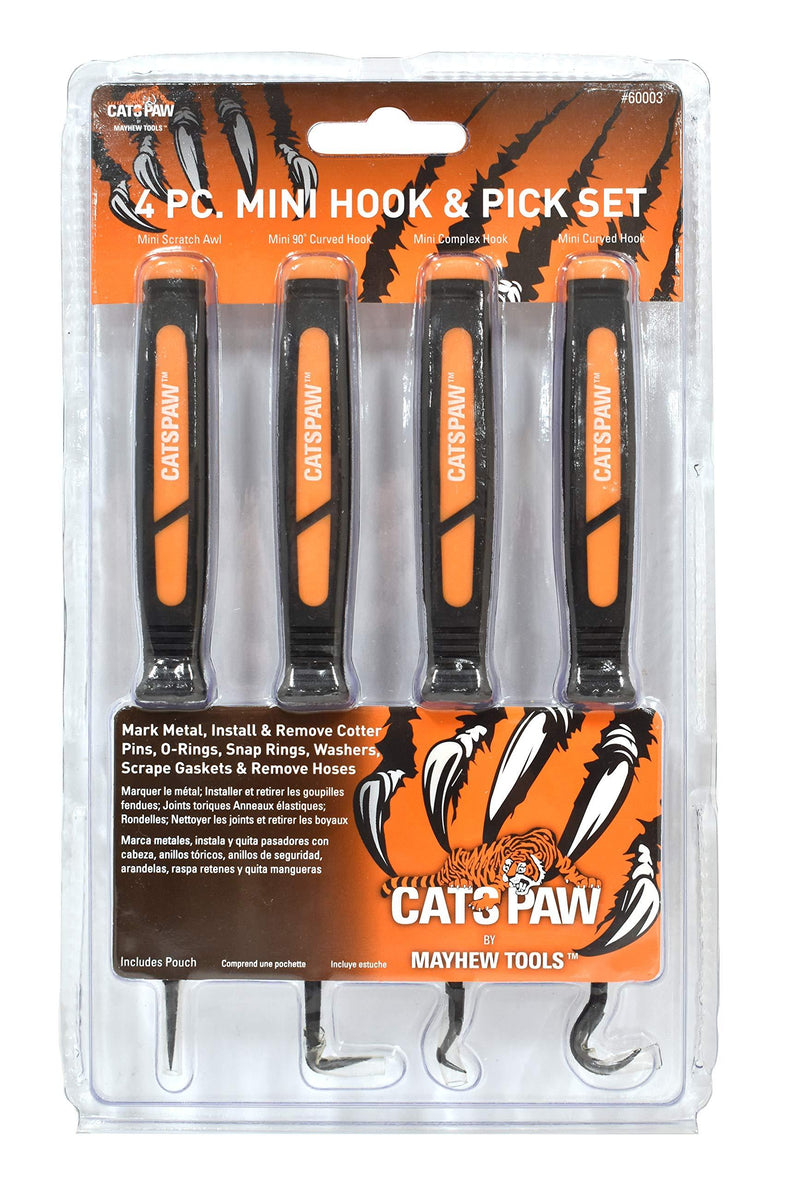 Mayhew Select 60003 CatsPaw 4-Piece Mini Hook & Pick Set