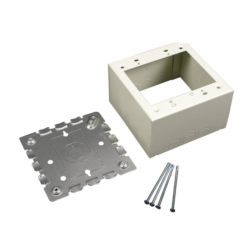 Wiremold Metal Raceway, Extending Power On-Wall Deep Switch and Receptacle Box Fitting, Ivory, 2-Gang, V5744S-2