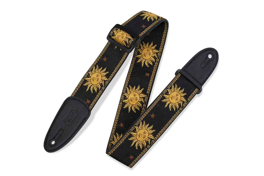 Levy's Leathers MPJG-SUN-BLK 2" Jacquard Weave Guitar Strap with Sun Pattern, Black