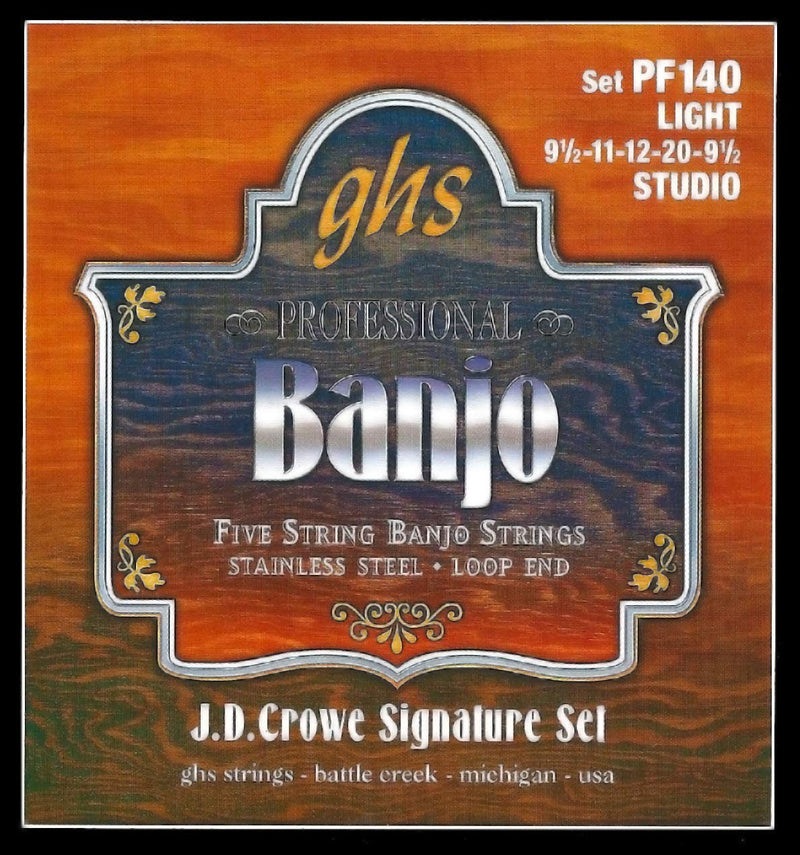 GHS Strings PF140 J.D. Crowe Signature Series (Studio), 5-String Stainless Steel Banjo Strings (.009 1/2-.020) J.D. Crowe (Studio)