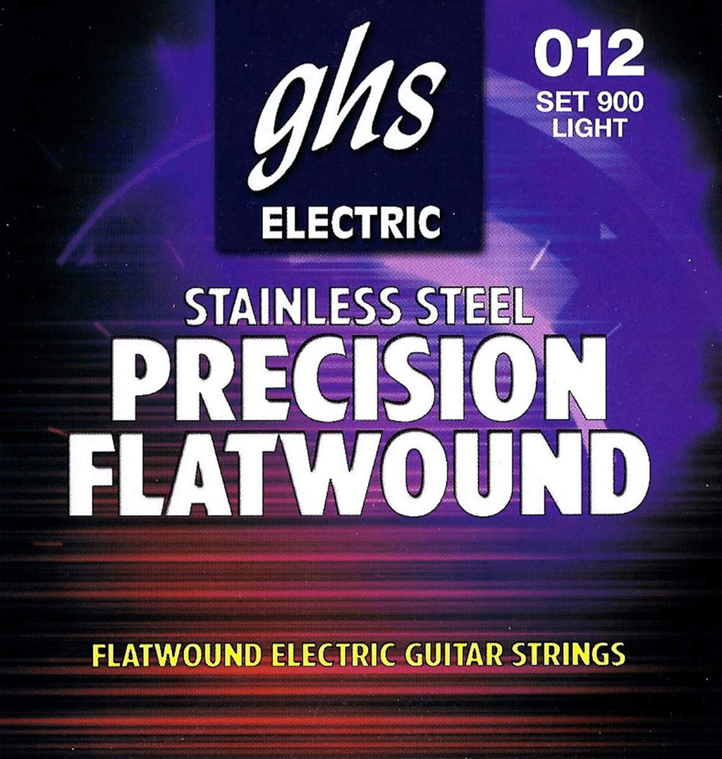 GHS Strings 900 Precision Flats, Stainless Steel Flat Wound Electric Guitar Strings, Light (.012-.050)
